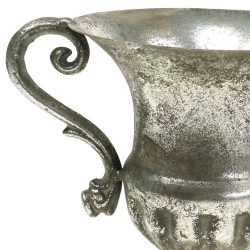Floristik24 Taza de metal aspecto antiguo plateado Ø12.5cm H16.5cm