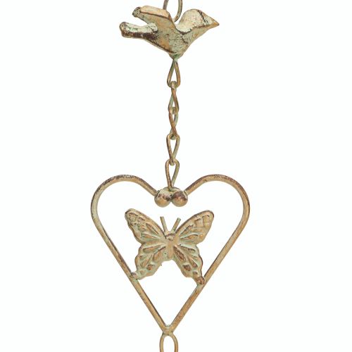 Artículo Carillón de viento de metal con corazón y campana, decoración de jardín antigua, 72 cm
