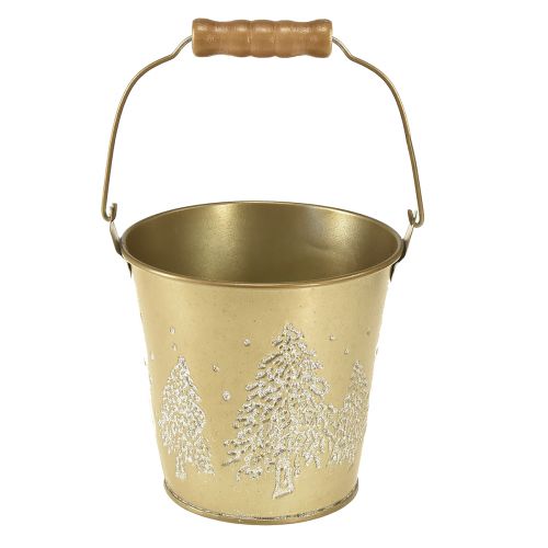 Cubo de metal Jardinera para árboles de Navidad dorado Ø12cm H11,5cm