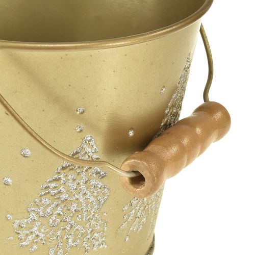 Artículo Cubo de metal Jardinera para árboles de Navidad dorado Ø12cm H11,5cm