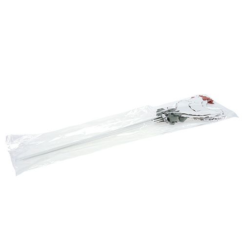 Floristik24 Pollo metálico en palo blanco 16cm 6pcs