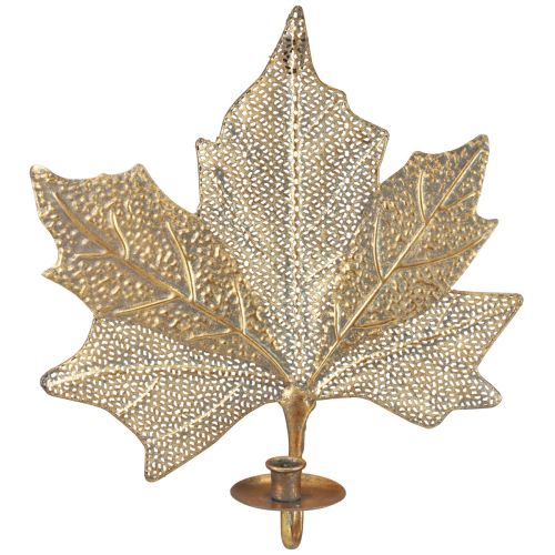 Floristik24 × de oro los 39cm de la antigüedad los 42cm del candelero de la hoja de arce de la decoración de la pared del metal