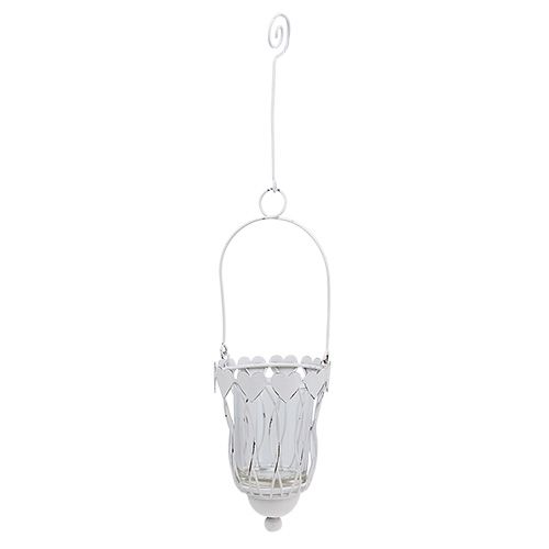 Floristik24 Farol de metal Ø7.5cm H12cm blanco