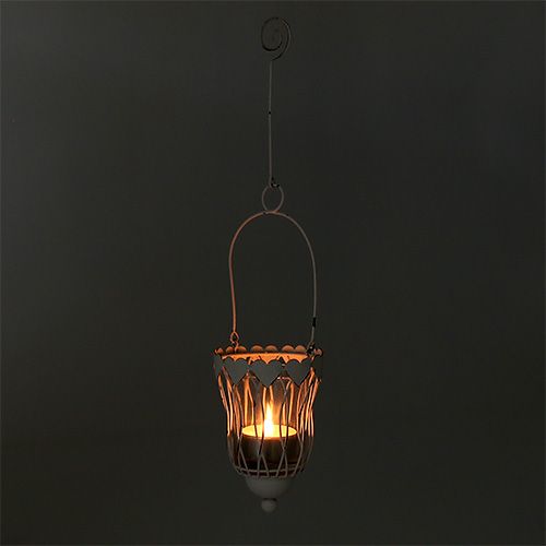 Floristik24 Farol de metal Ø7.5cm H12cm blanco