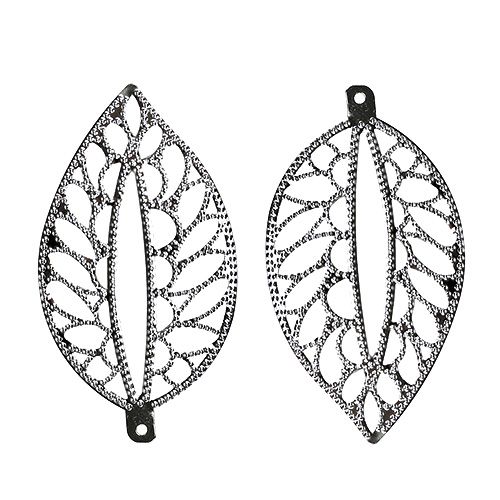 Floristik24 Hoja de metal para colgar plata 4cm x 7cm 24pcs