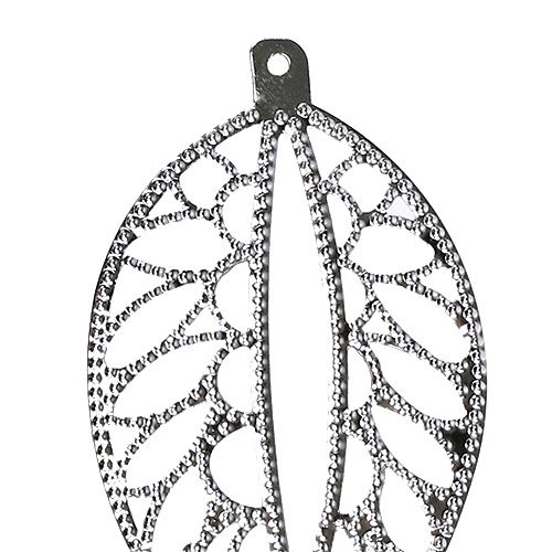 Floristik24 Hoja de metal para colgar plata 4cm x 7cm 24pcs