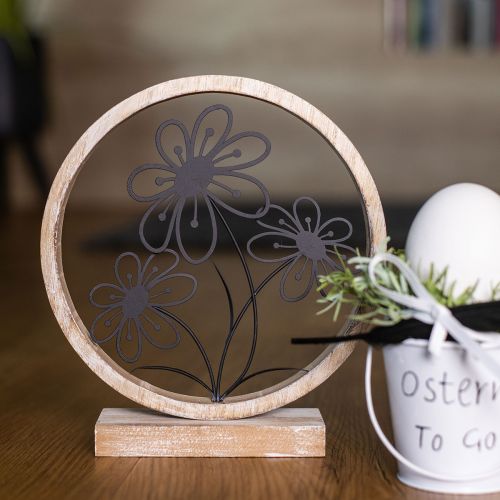 Artículo Decoración de mesa con flores de metal, decoración de resortes de metal y madera, Al. 19 cm