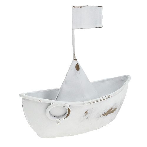 Floristik24 Barco de metal blanco 11cm x 10cm 1p