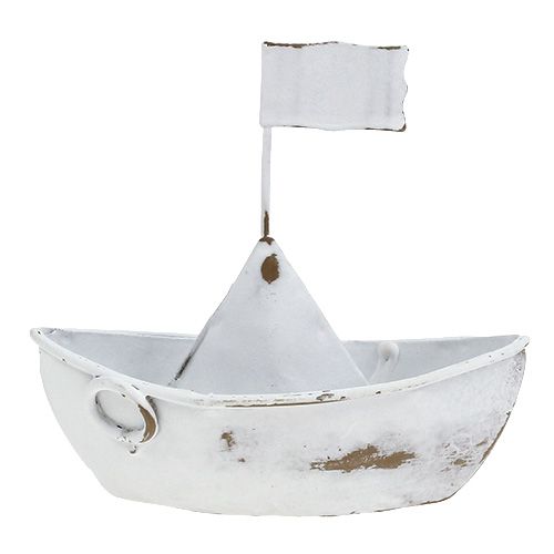 Floristik24 Barco de metal blanco 11cm x 10cm 1p