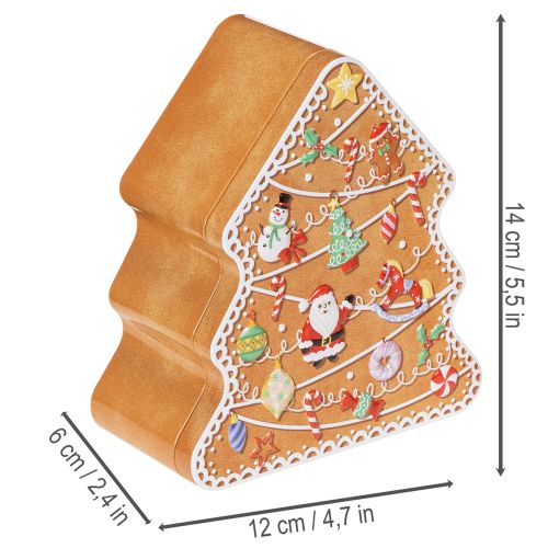 Lata navideña, lata para galletas, árbol y casa de Navidad, estilo pan de jengibre, 14 cm, 2 piezas | Floristik24.es