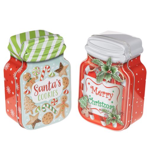 Lata metálica para galletas con diseño navideño en forma de tarro de galletas, 15 cm, 2 unidades comprar | Floristik24.es