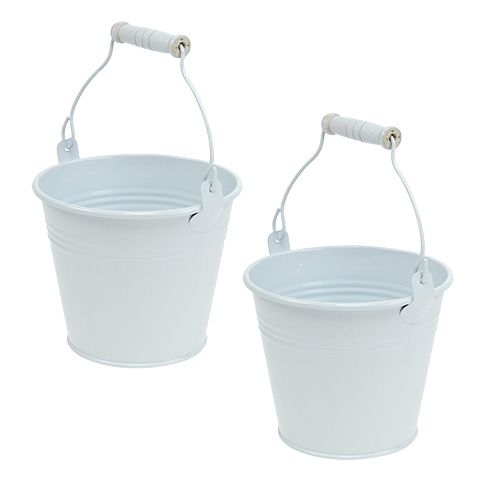 Cubo de metal blanco Ø10cm H8cm 10p | Floristik24.es