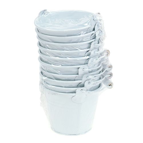 Cubo de metal blanco Ø10cm H8cm 10p | Floristik24.es