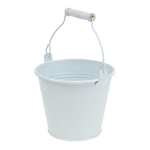 Floristik24 Cubo de metal blanco Ø12cm H10cm 8 piezas