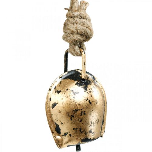 Floristik24 Campanas de metal para colgar, decoración de casa de campo, cencerros dorados, aspecto antiguo 5 × 3,5 cm 12 piezas