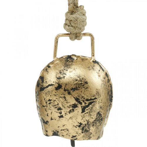 Artículo Campanas para colgar, mini cencerros, casa de campo, campanas de metal dorado, aspecto antiguo 7 × 5cm 12ud