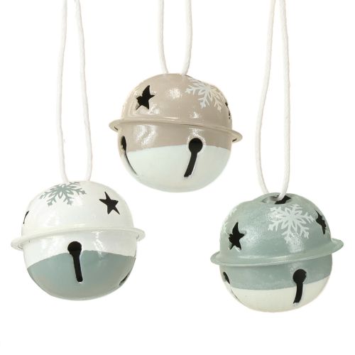 Floristik24 Campanas de metal Campanas de Navidad Menta Beige Ø3cm 16uds