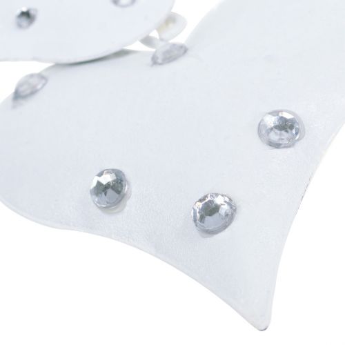 Floristik24 Percha de metal nido de pájaro con corazón Blanco 18cm 3pcs