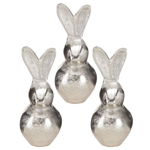 Artículo Conejito de Pascua moderno de metal Color plata 11cm 3uds