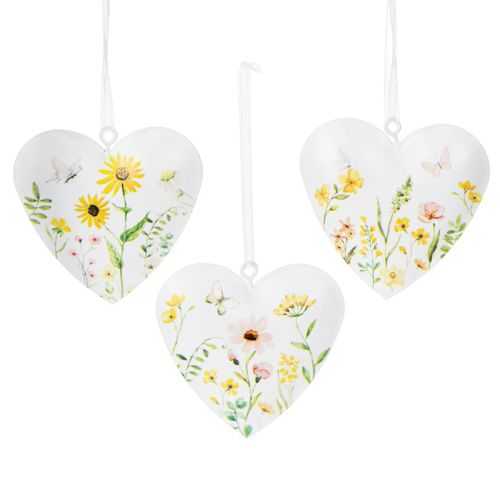 Floristik24 Colgantes de corazón con motivos florales como decoración de pared, 7 cm, 6 piezas