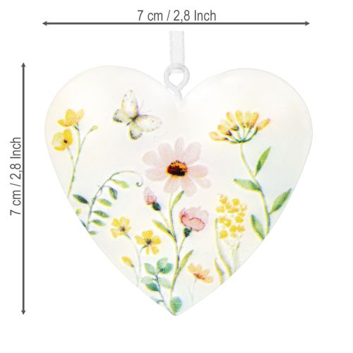 Artículo Colgantes de corazón con motivos florales como decoración de pared, 7 cm, 6 piezas