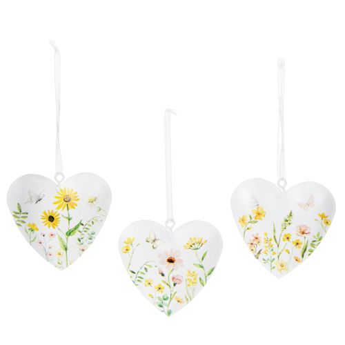 Artículo Colgantes de corazón con motivos florales como decoración de pared, 7 cm, 6 piezas