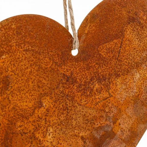 Floristik24 Corazones para colgar decoración metal otoño pátina 9,5×10cm 12uds