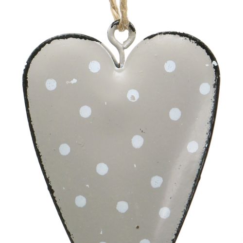 Floristik24 Corazón de metal para colgar rosa / gris 7cm 6pcs