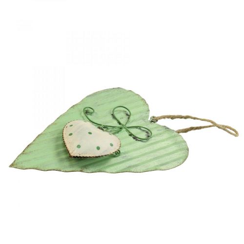Artículo Corazón de metal, corazón decorativo para colgar, decoración de corazón H14,5cm 2 uds.