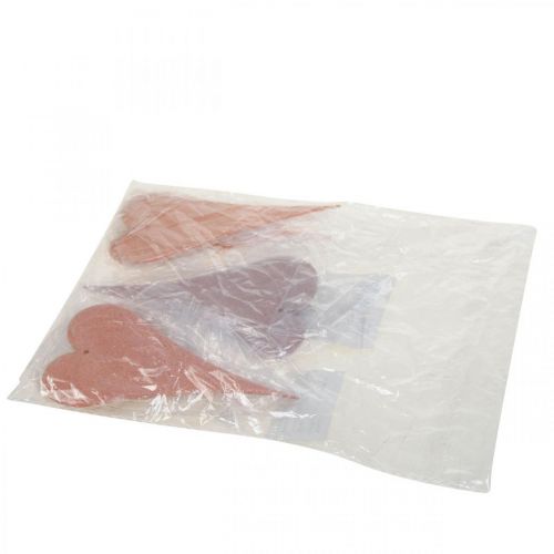 Artículo Decoración colgante Corazones para colgar Naranja/Morado 15cm 6 uds