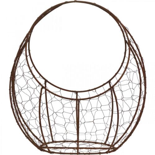 Artículo Cesta de alambre, jardinera de metal, decoración primaveral, cesta de Pascua marrón, pátina AL34cm L30cm