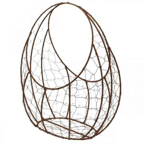 Cesta de alambre, jardinera de metal, decoración primaveral, cesta de Pascua marrón, pátina AL34cm L30cm