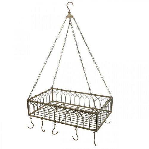 Floristik24 Cesta metálica cuadrada con gancho decoración colgante metal 50x30,5x12,5cm