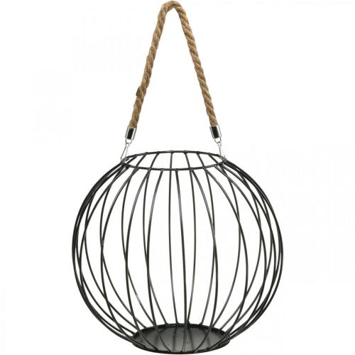 Floristik24 Cesta decorativa para colgar cesta colgante de metal negro Ø32cm