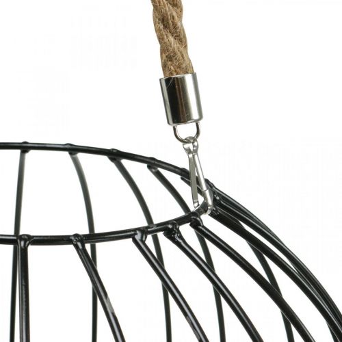 Floristik24 Cesta decorativa para colgar cesta colgante de metal negro Ø32cm