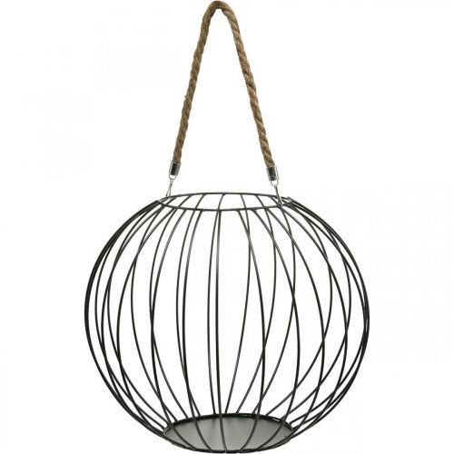 Floristik24 Cesta decorativa para colgar Cesta colgante decorativa de metal negro Ø39cm