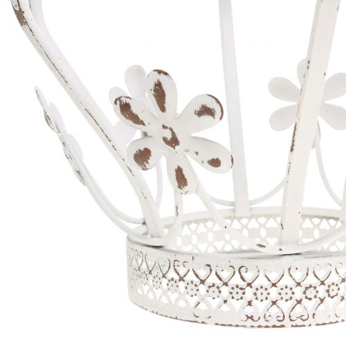 Floristik24 Corona de metal blanco antiguo Ø17cm H21cm