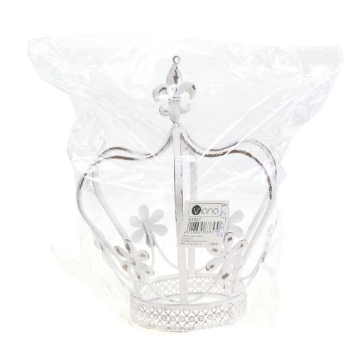 Floristik24 Corona de metal blanco antiguo Ø17cm H21cm
