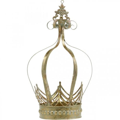 Floristik24 Corona de metal, portavelas para Adviento, macetero para colgar dorado, aspecto antiguo Ø16,5cm H27cm
