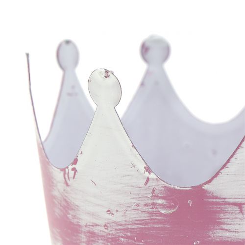 Floristik24 Corona de metal rosa lavado blanco Ø8cm H7cm 8pcs