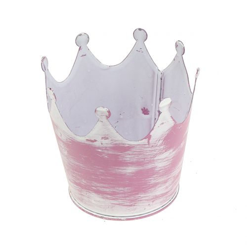 Floristik24 Corona de metal rosa lavado blanco Ø8cm H7cm 8pcs