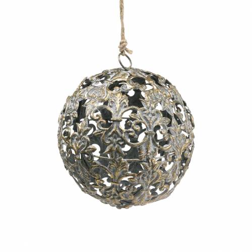 Floristik24 Bola para colgar con adornos aspecto antiguo metal dorado Ø12cm