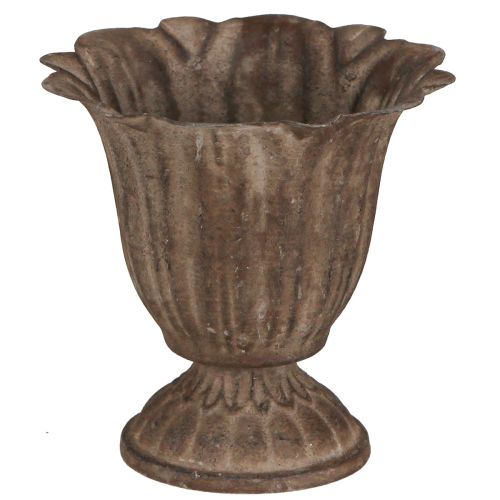 Artículo Macetero con copa de metal de aspecto antiguo gris marrón Ø10cm H9,5cm
