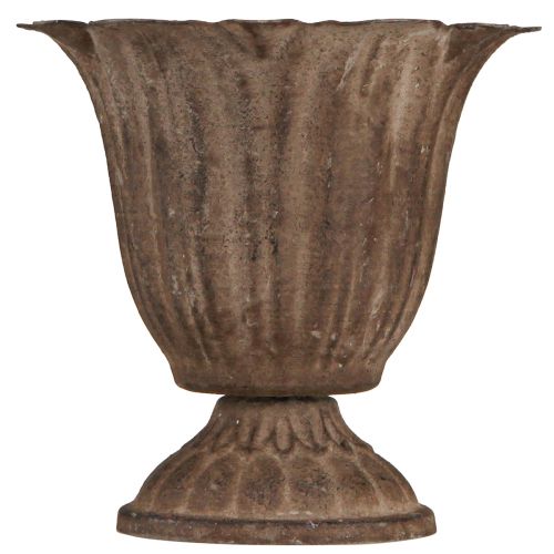 Artículo Macetero con copa de metal de aspecto antiguo gris marrón Ø10cm H9,5cm