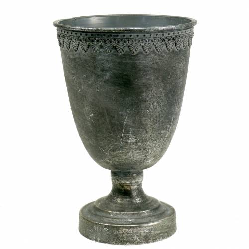 Floristik24 Taza de metal plata antiguo H26cm Ø17cm