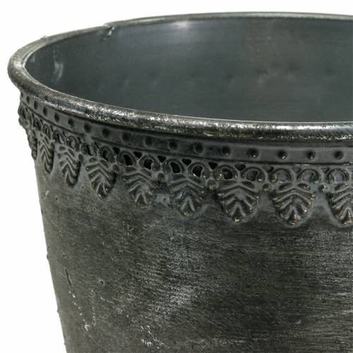 Floristik24 Taza de metal plata antiguo H26cm Ø17cm