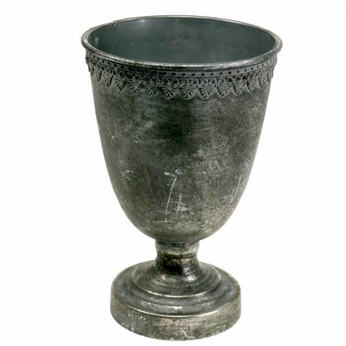 Floristik24 Taza de metal plata antiguo H26cm Ø17cm