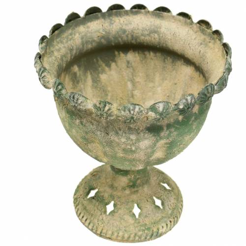 Taza decorativa aspecto antiguo metal verde musgo Ø13cm H14.5cm