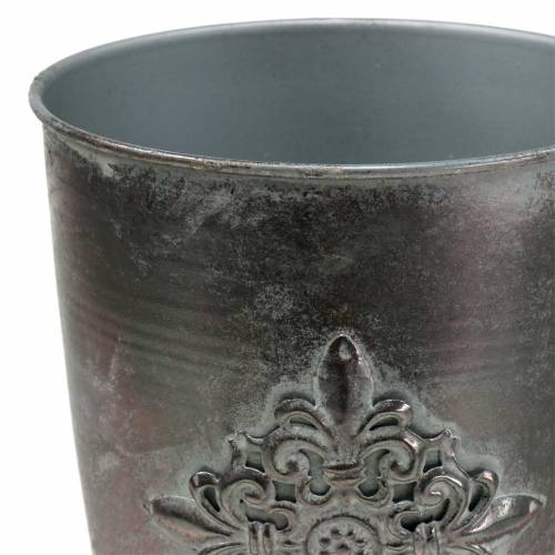 Floristik24 Copa de metal decorativa con adorno gris plata Ø16.5cm H31cm