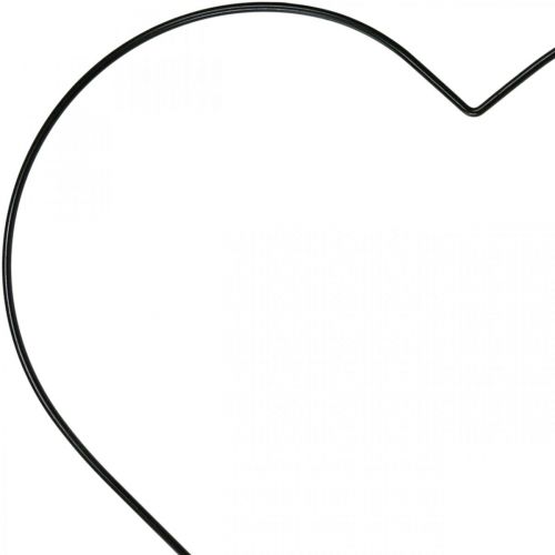 Artículo Anillo de metal en forma de corazón, decoración colgante de metal, lazo decorativo negro W32,5cm 4 piezas